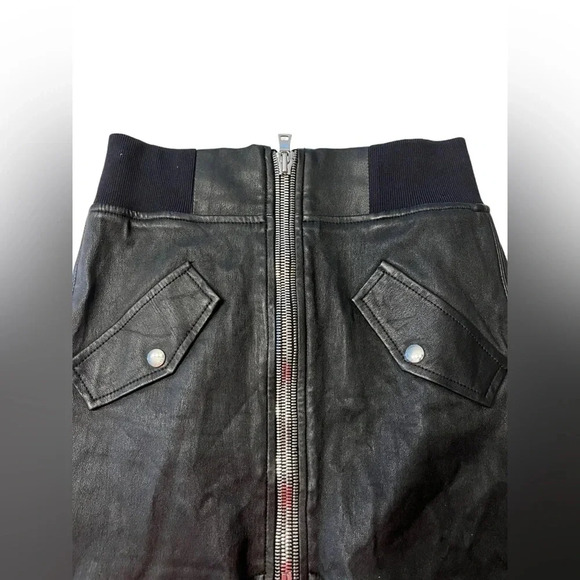 Revolve RtA Isla Leather Skirt in Night Life Black Lambskin Mini Skirt Sz 6 - Picture 4 of 9